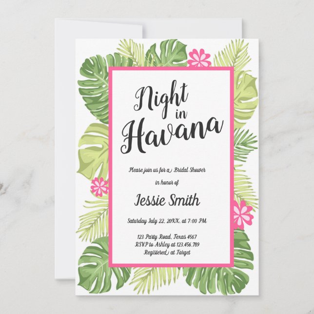 Night In Havana Bridal Shower Invitation Hot Night (Front)
