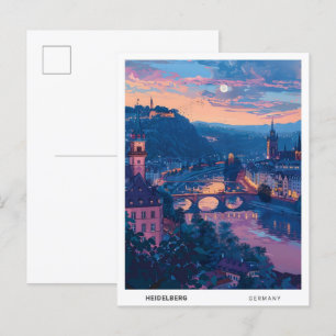 Night in Heidelberg Germany Travel  Postcard