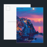 Night in Manarola Italy Vintage Travel Postcard<br><div class="desc">Night in Manarola Italy Vintage Travel Postcard</div>