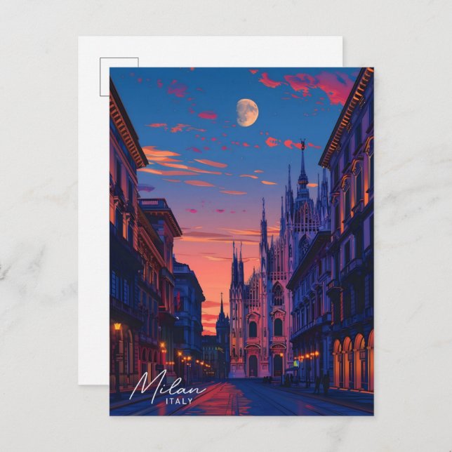 Night in Milan Italy Travel  Postcard (Front/Back)