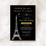 Night in Paris Eiffel Tower Gold Sweet 16 Birthday Invitation<br><div class="desc">Ooh La La! This "Night in Paris" French inspired Sweet 16 Birthday Party invitation features a sparkling faux silver glitter Eiffel Tower and a chic colour scheme of antique gold, black and white. The elegant and stylish text can be completely personalized with the birthday girl's name your preferred wording for...</div>