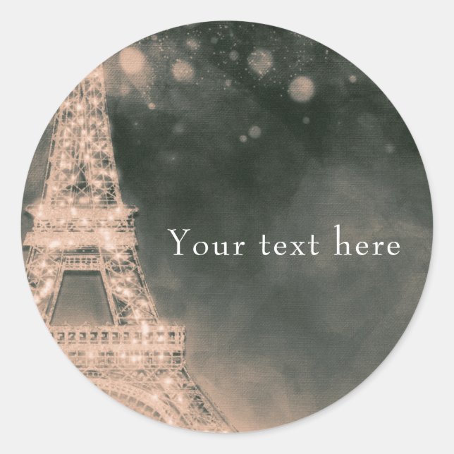 Night in Paris Eiffel Tower & Lights Elegant Favou Classic Round Sticker (Front)