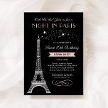 Night in Paris Eiffel Tower Sweet 16 Birthday Invitation<br><div class="desc">Ooh La La! This "Night in Paris" French inspired Sweet 16 Birthday Party invitation features a sparkling faux silver glitter Eiffel Tower and a chic colour scheme of light pink, black. The elegant and stylish text can be completely personalized with the birthday girl's name your preferred wording for her special...</div>