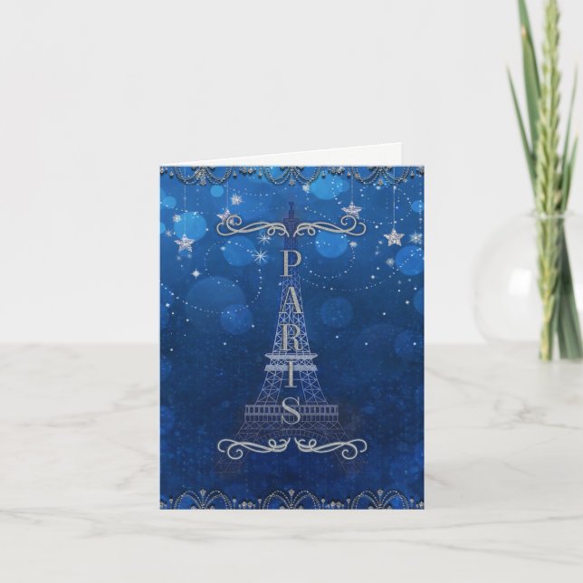 Night In Paris Under the Stars Blue Thank You (Front)