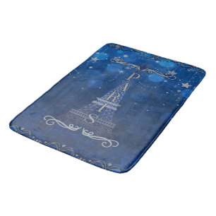 Night In Paris Under the Stars Whimsical Starry Bath Mat