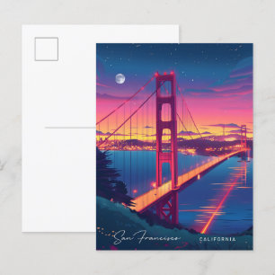 Night in San Francisco California USA Travel Postcard