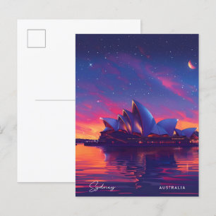 Night in Sydney Australia Travel Postcard
