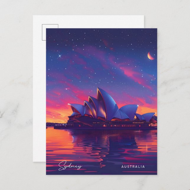 Night in Sydney Australia Travel  Postcard (Front/Back)
