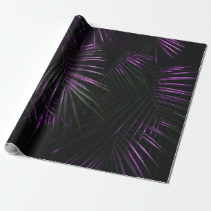 Night in tropical rainforest. Palm leaves jungle p Wrapping Paper