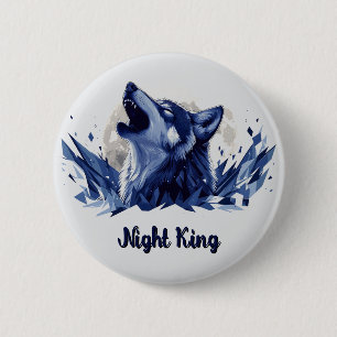 Night King - Howling Wolf with Moon 2 Inch Round Button