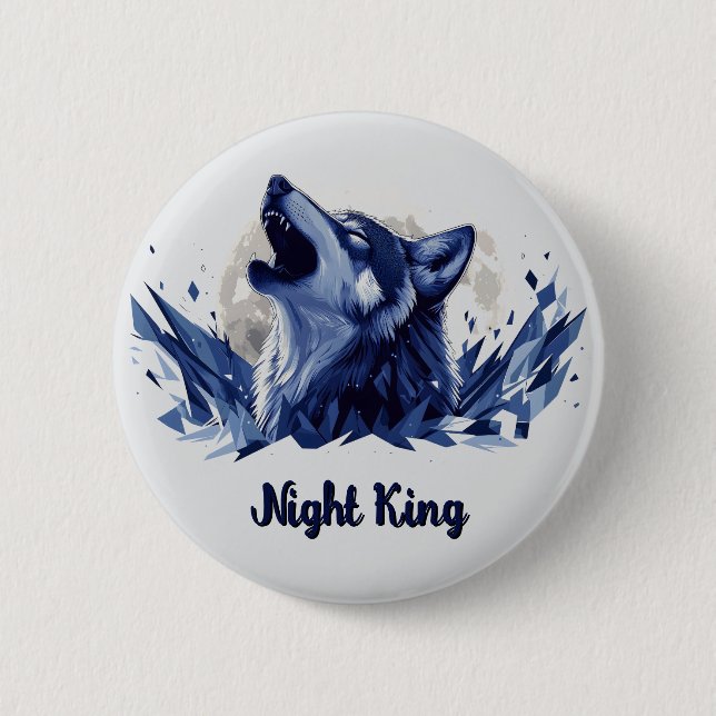 Night King - Howling Wolf with Moon 2 Inch Round Button (Front)