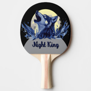 Night King - Howling Wolf with Moon Ping Pong Paddle