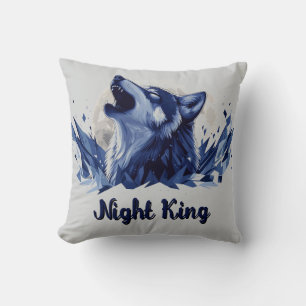 Night King - Howling Wolf with Moon Throw Pillow