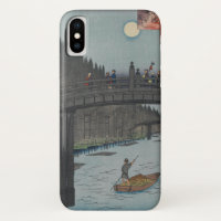 Night Kyobashi Bridge Vintage Ukiyo-e Japanese Art