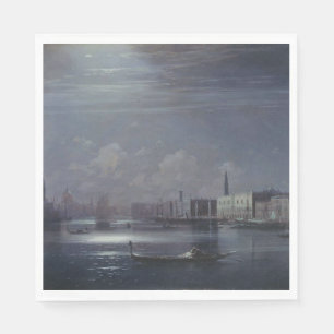 Night Landscape in Venice (Italian City) Napkin