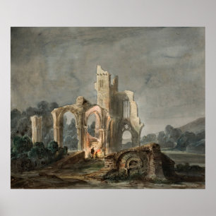 Night Landscape with Gothic Ruins (circa 1850) Poster