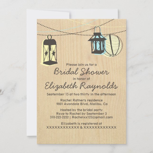 Night Lanterns Bridal Shower Invitations (Front)