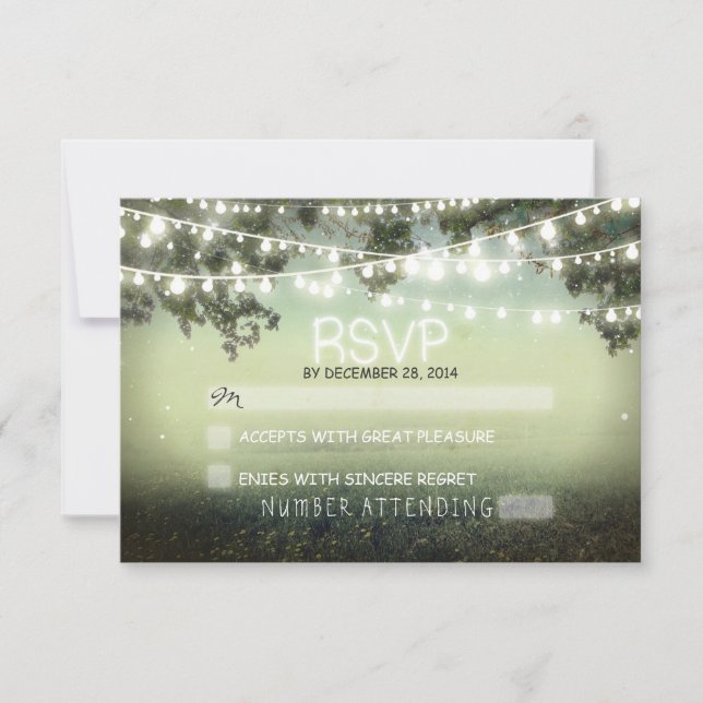 night lanterns romantic wedding rsvp (Front)