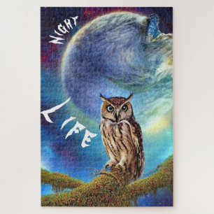 Night life owl jigsaw puzzle