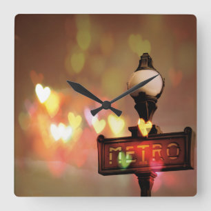 Night Life Paris Square Wall Clock