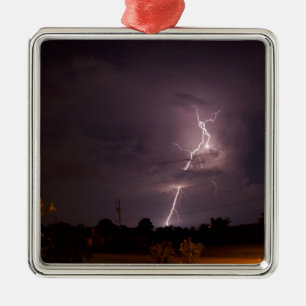 Night lightning Storm clouds Metal Ornament