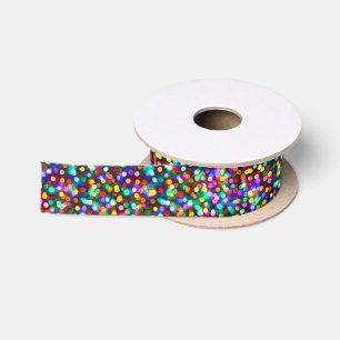 Night Lights Birthday Wishes Bokeh Satin Ribbon