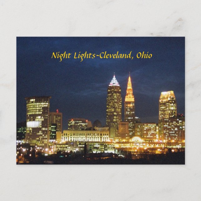 Night Lights Cleveland Ohio Postcard (Front)