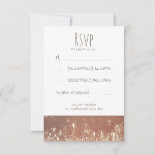 Night Lights Fireflies Rustic Wedding RSVP Card