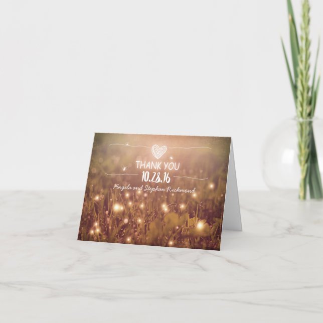 night lights fireflies whimsical wedding thank you (Front)