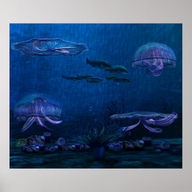 Night Lights Jellyfish Aquarium Poster (Front)