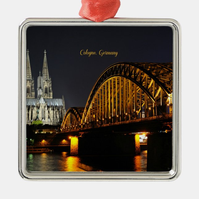 Night Lights of Cologne, Germany, Metal Ornament (Front)