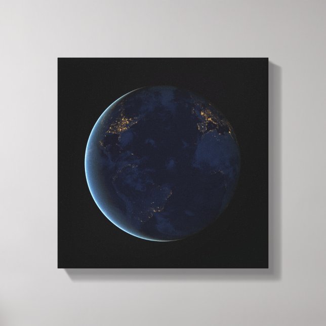 Night Lights on Planet Earth (Western Hemisphere) Canvas Print (Front)