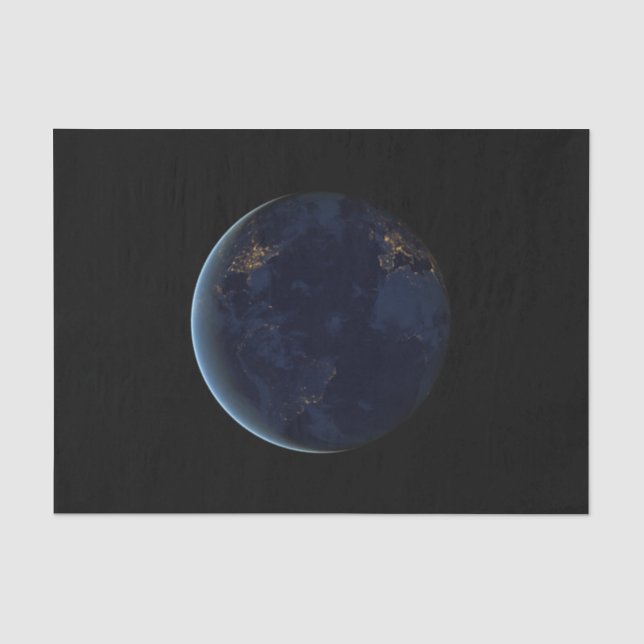 Night Lights on Planet Earth (Western Hemisphere) Tissue Paper (Front)