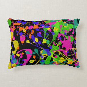 Night Lights Paint Splatter Accent Pillow