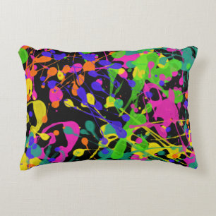 Night Lights Paint Splatter Decorative Pillow