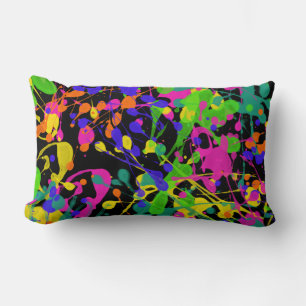 Night Lights Paint Splatter Lumbar Pillow