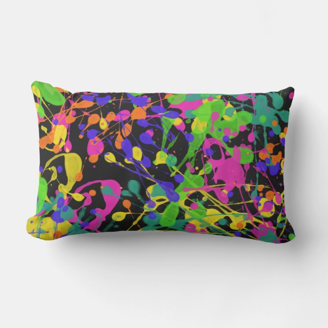 Night Lights Paint Splatter Outdoor Pillow (Front)