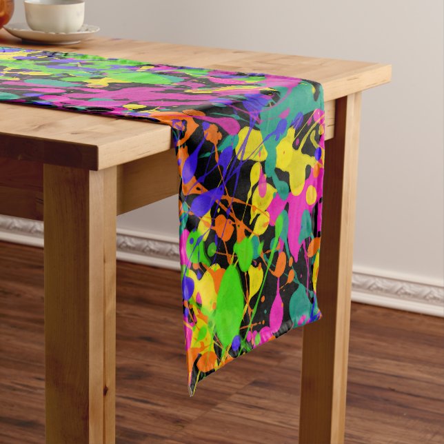 Night Lights Paint Splatter Short Table Runner (In Situ)