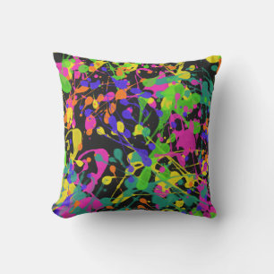 Night Lights Paint Splatter Throw Pillow