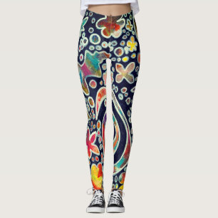 Night Lights Reflection Original Abstract Artwork Leggings