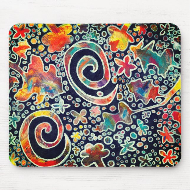 Night Lights Reflection Original Abstract Artwork Mouse Pad (Front)