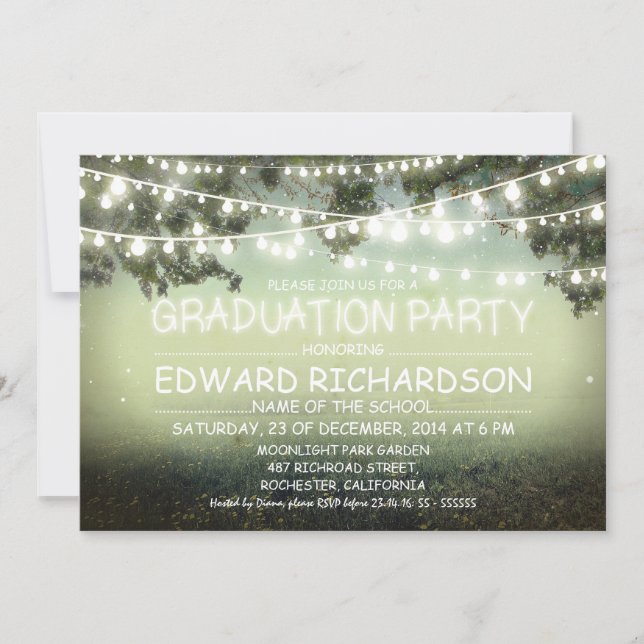 night lights rustic Graduation Party invitations (Front)