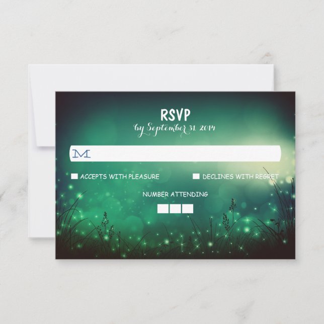 Night Lights Rustic Wedding RSVP Cards (Front)