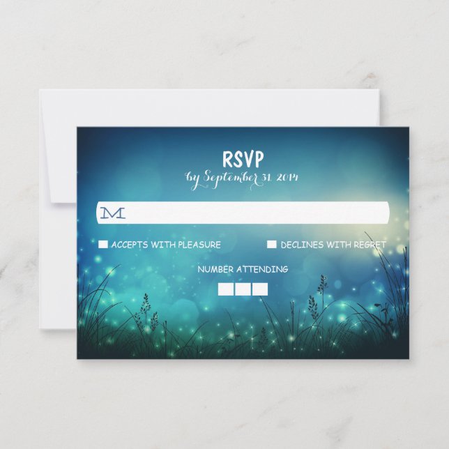 Night Lights Rustic Wedding RSVP Cards (Front)