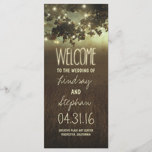 Night lights starry tree wedding programs (Front)