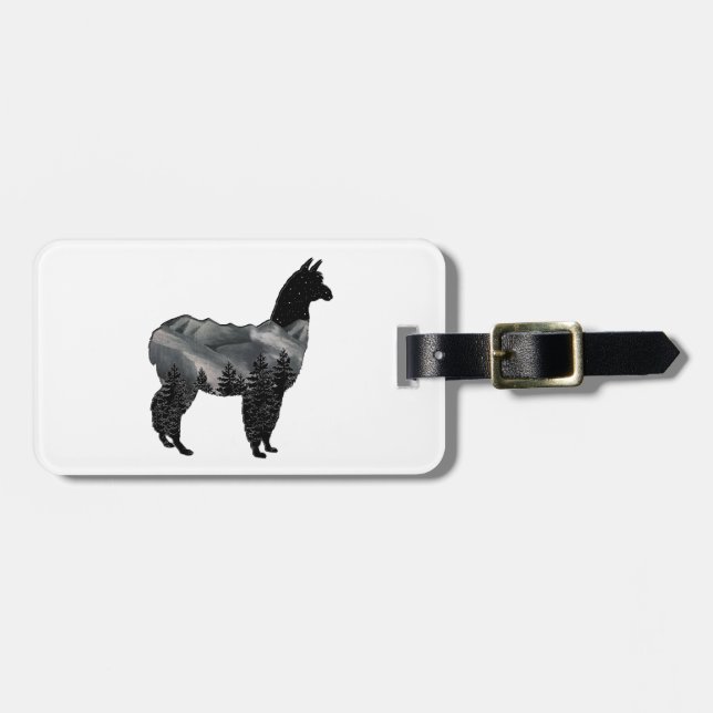 Night Llama Luggage Tag (Front Horizontal)