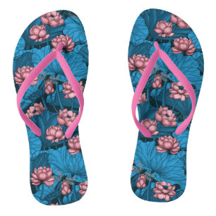 Night lotus garden flip flops