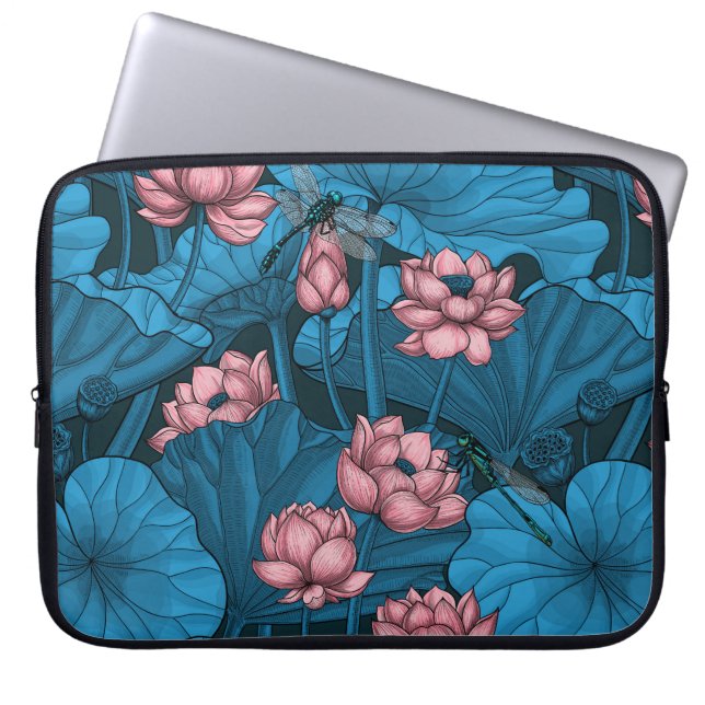 Night lotus garden laptop sleeve (Front)