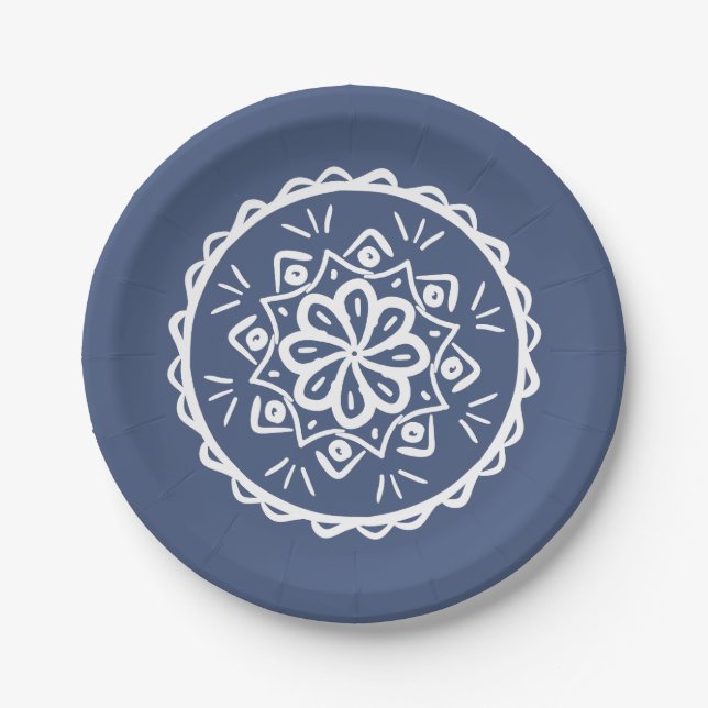 Night Mandala Paper Plate (Front)