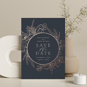Night   Mariage floral Foil Enregistrer la carte d